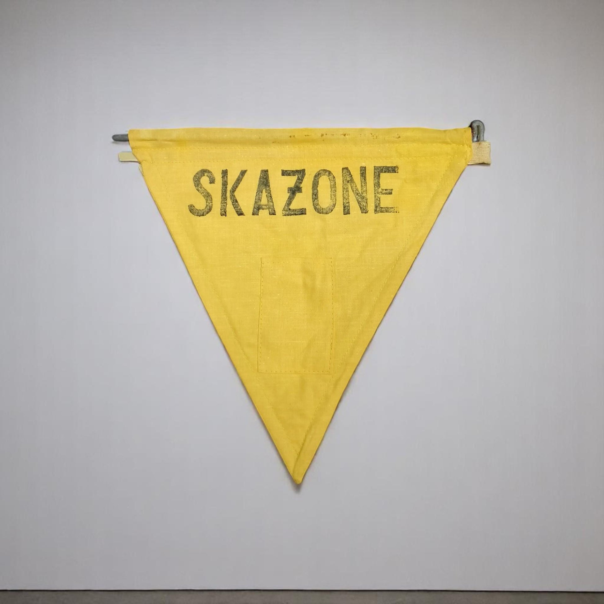 Set of 10 Vintage SKAŻONE Cold War Era Flags – Yellow Triangle Warning Banners – Industrial Contaminated Signs Military or Medical Props