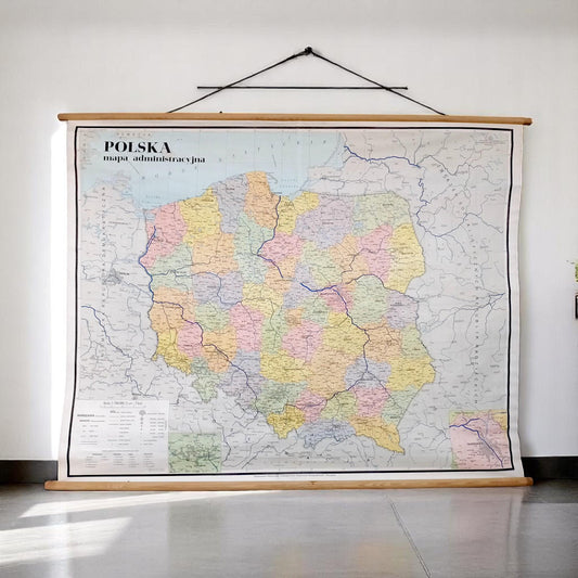 Vintage 1979 Poland Administrative School Map | Large Educational Wall Map | PPWK Poland | Linen Canvas Educational Chart