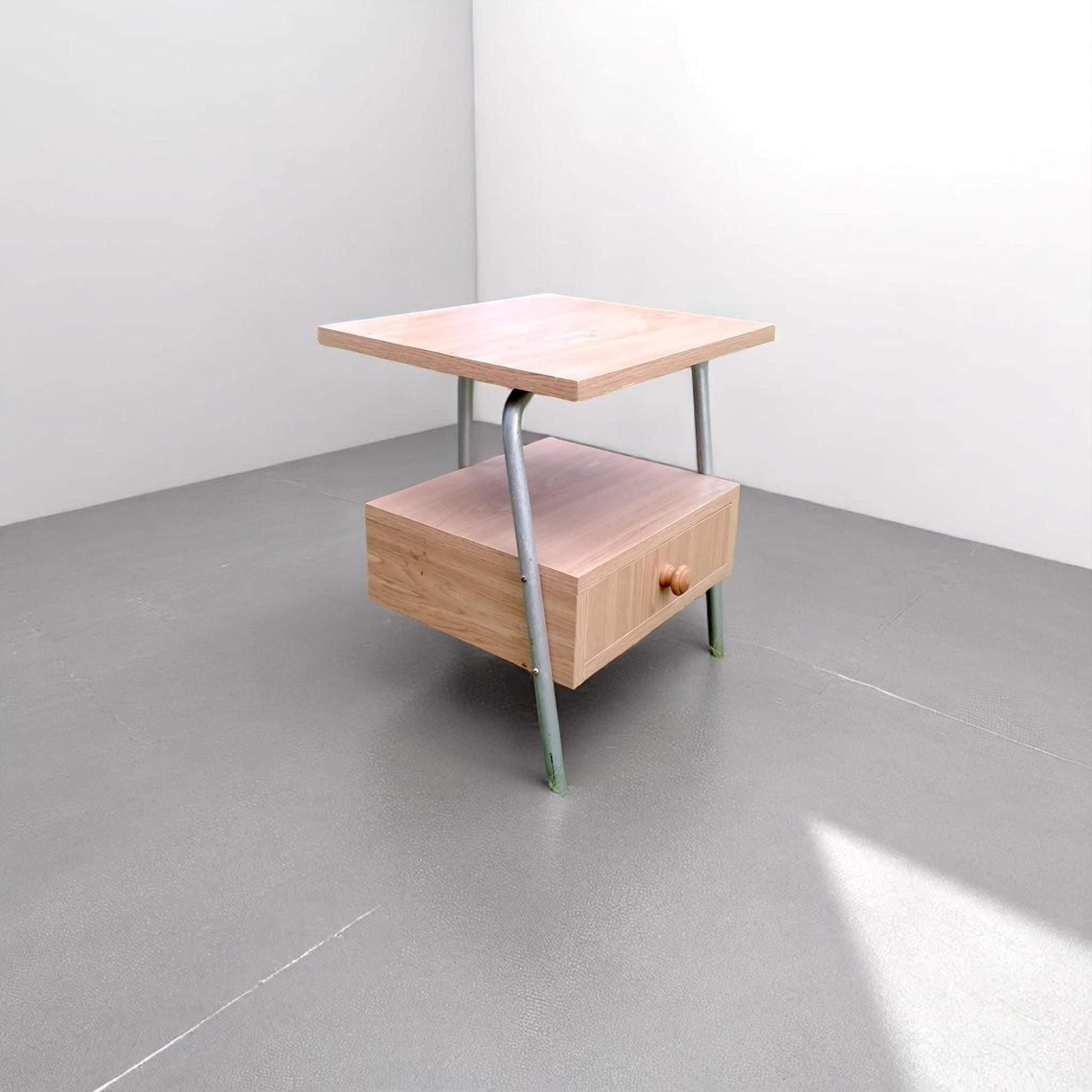 Vintage Industrial Nightstand Mid-Century Polish Military End Table PRL 1960s