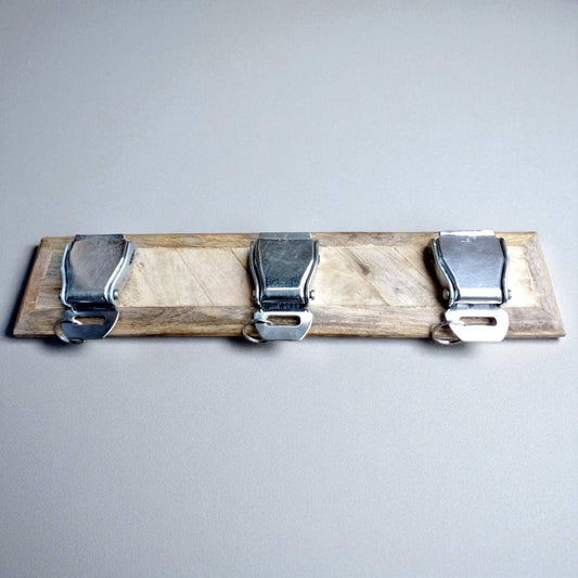 Virgin Atlantic Boeing 747 Seatbelt Key Rack – Authentic Aviation Wall Hanger | Aircraft Memorabilia | Mango Wood | Jet Age Decor