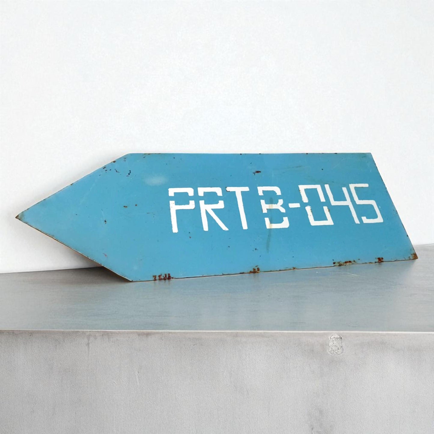 Vintage Industrial Directional Arrow Sign - Cold War Era Military Original Sign - PRTB-045 Blue Steel Arrow