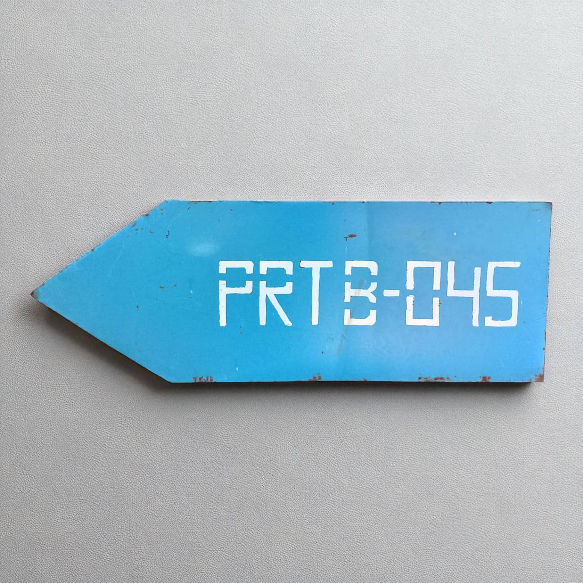 Vintage Industrial Directional Arrow Sign - Cold War Era Military Original Sign - PRTB-045 Blue Steel Arrow
