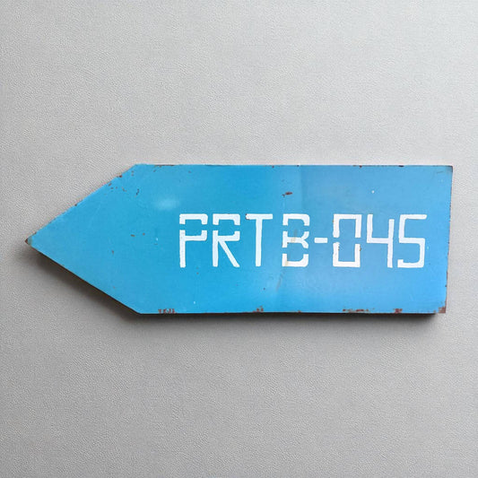 Vintage Industrial Directional Arrow Sign - Cold War Era Military Original Sign - PRTB-045 Blue Steel Arrow