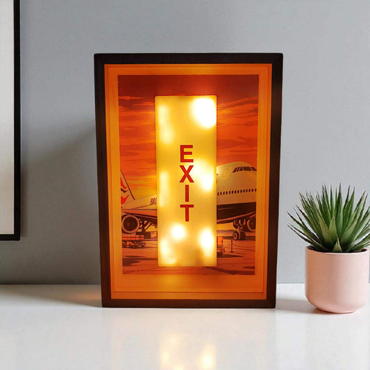 Boeing 747 Authentic EXIT Sign - British Airways | LED Light Shadow Box | Aviation Aircraft Lamp Sign Vintage Industrial Decor