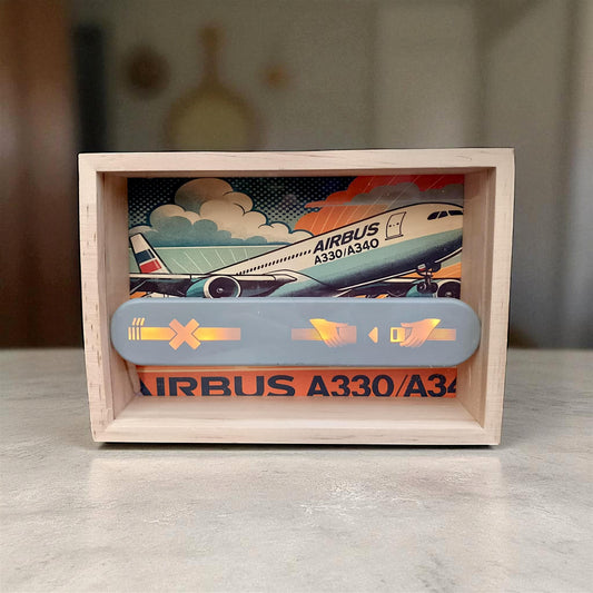 Airbus A330/A340 Original No Smoking Fasten Seat Belt Sign LED Lamp Aviation Collectible in Wooden Frame Box