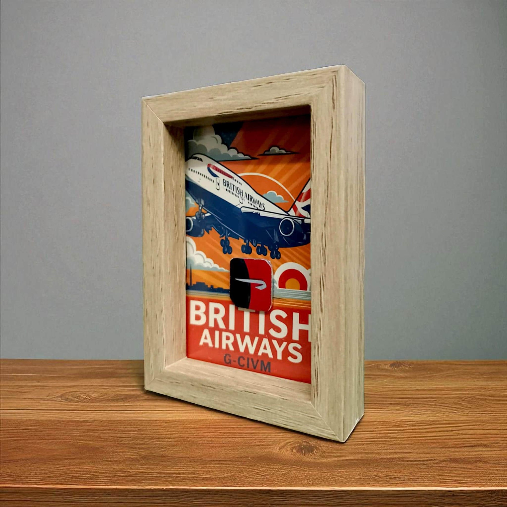 Boeing 747 British Airways G-CIVM Original Aircraft Skin Part in Frame Aviation Collectible Airplane Fuselage Aviation Art
