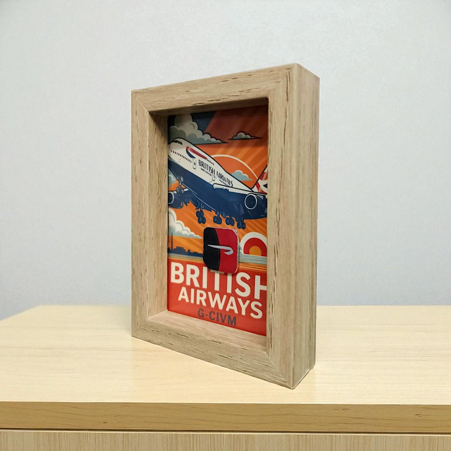 Boeing 747 British Airways G-CIVM Original Aircraft Skin Part in Frame Aviation Collectible Airplane Fuselage Aviation Art