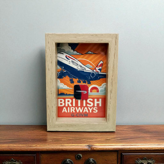 Boeing 747 British Airways G-CIVM Original Aircraft Skin Part in Frame Aviation Collectible Airplane Fuselage Aviation Art