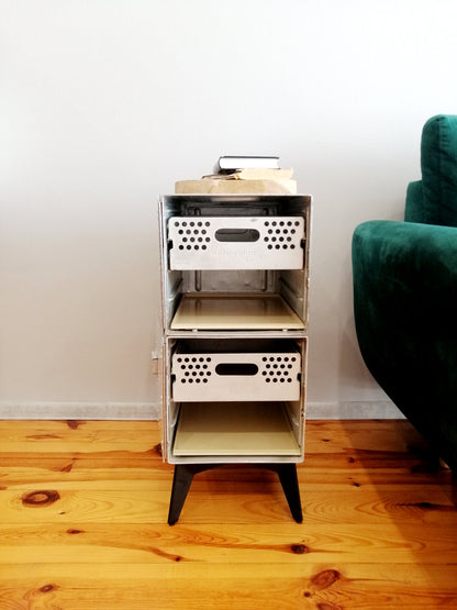 Aircraft Cabinet, Aviaton Storage Dresser Made of Original Airline Galley Boxes Iacobucci Italy, Handmade