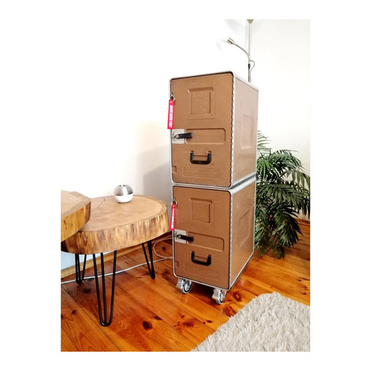 Swiss Air Trolley, Airline Cart - Made of Original Airline Galley Storage Boxes - Cabinet, Storage Unit, Bar