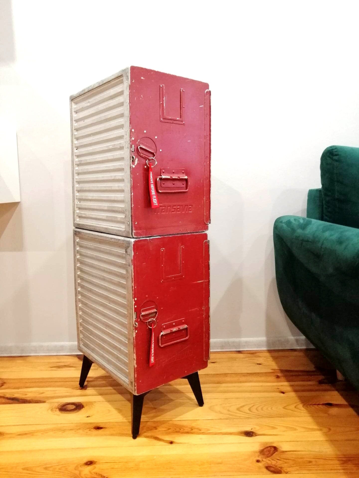 Aviation Storage Double Cabinet, Industrial Aircraft Cabinet Made of Original Transavia Airline Galley Storage Containers