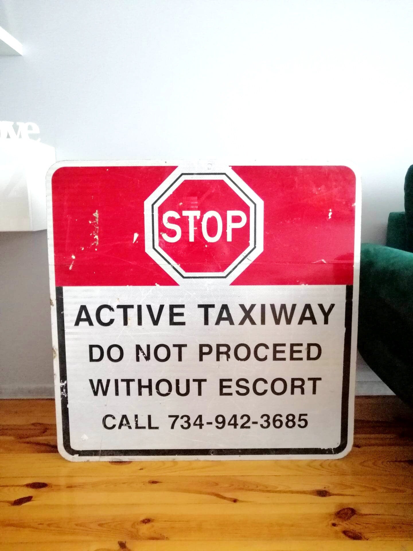 Authentic Detroit Airport Taxiway Sign DTW