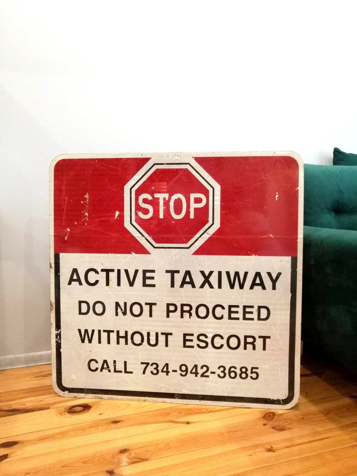 Authentic Detroit Airport Taxiway Sign DTW