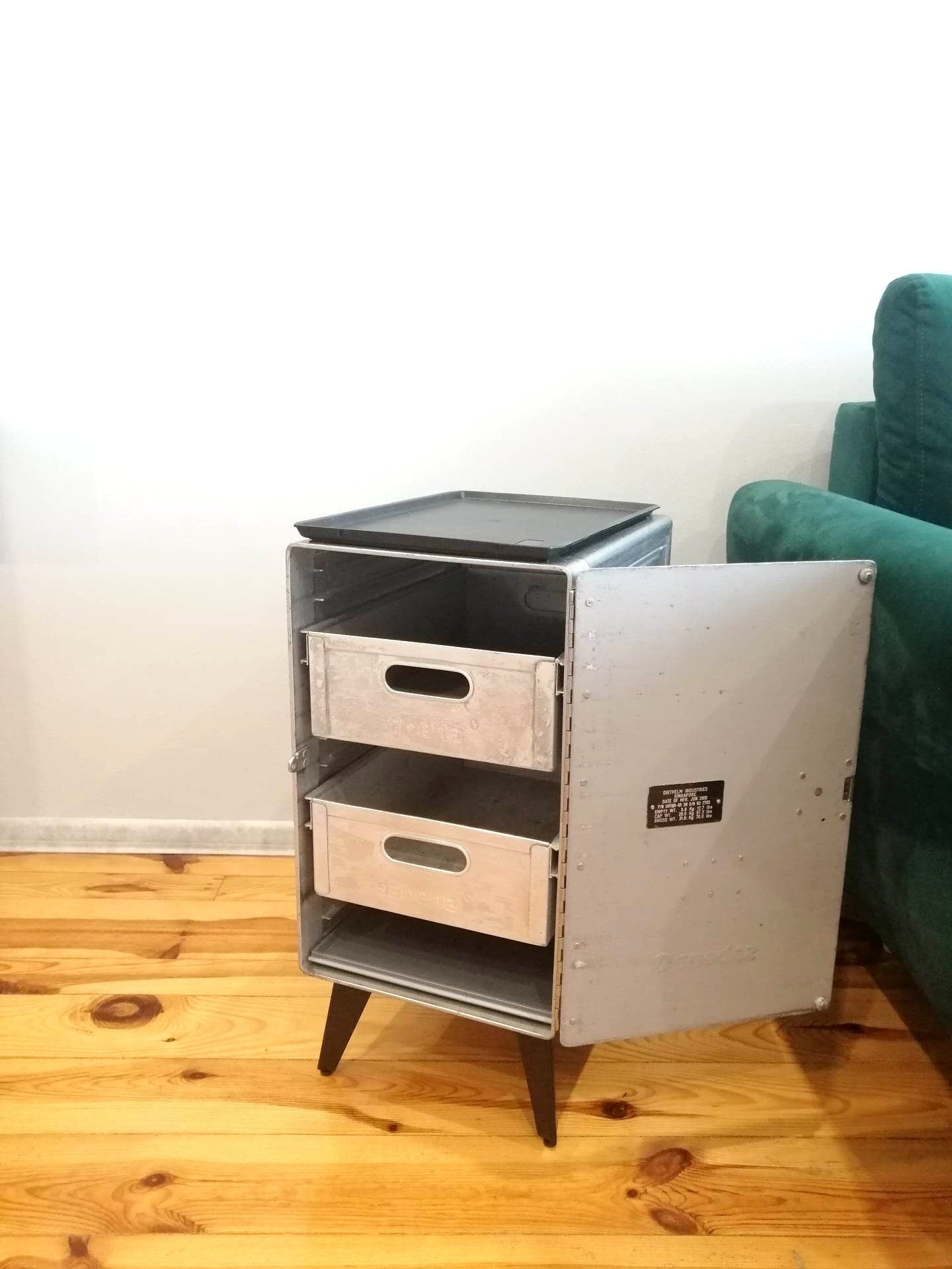 Aviation Cabinet, Sabena / Brussels Airlines Airline Galley Storage Container as a Nightstand, Side Table, Storage Cabinet