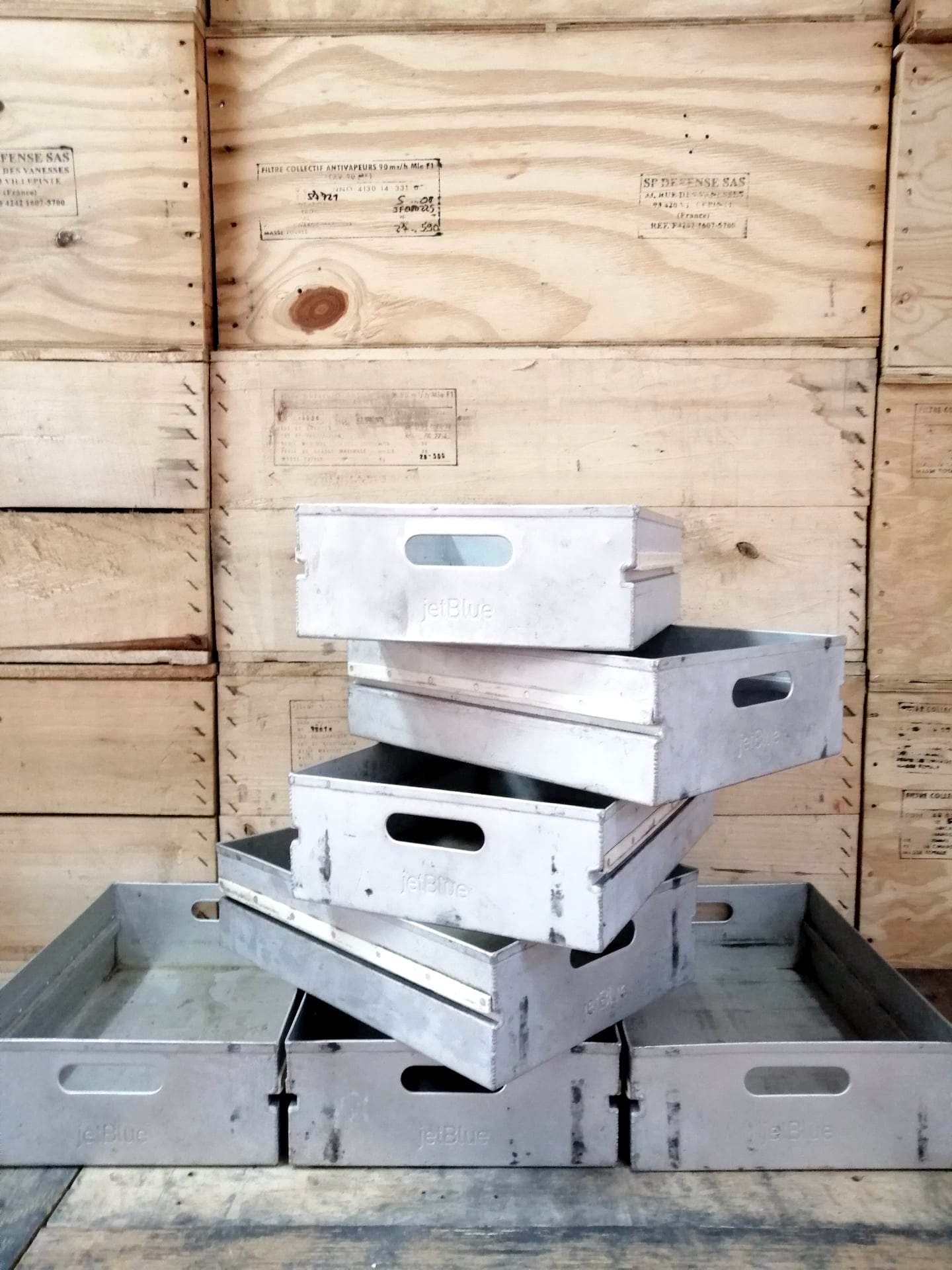 Original JetBlue Airplane Drawers, Airline Storage Containers, Aircraft Boxes for Atlas Airline Carts & Airplane Containers