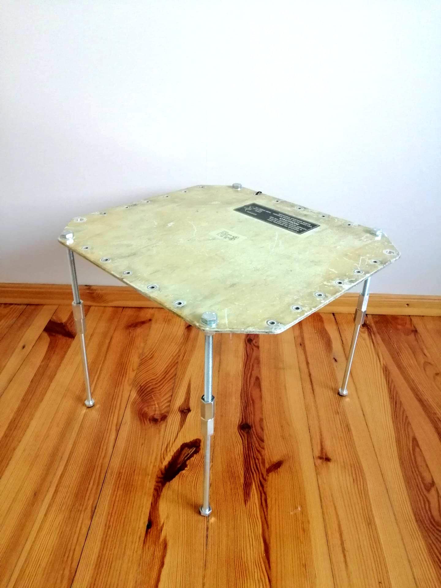 Aviation Side Table, Aircraft Coffee Table Made of Original Boeing 737 Access Panel Door - Airplane Parts