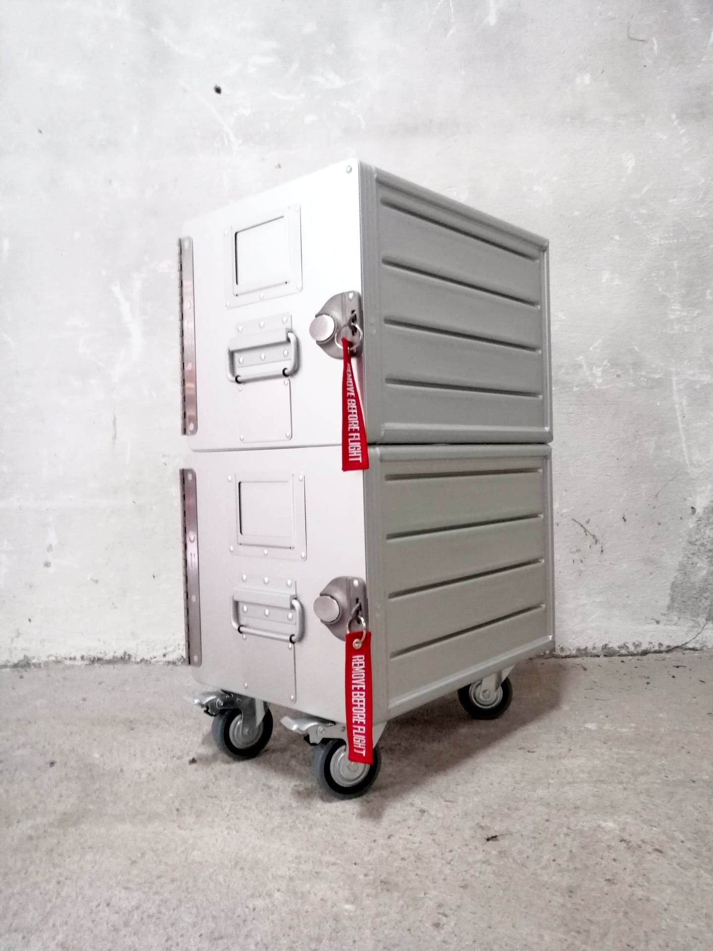 Brand New Aircraft Cabinet, Aviaton Storage Cart, Side Table Made of NEW Airline Galley Boxes Hainan with 4 Aluminium Drawers, Handmade