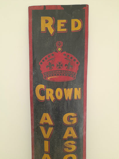 Red Crown Aviation Gasoline | Original Large Advertising Sign 1970' | Red Crown Mini-Museum Indiana | Standard Oil Company
