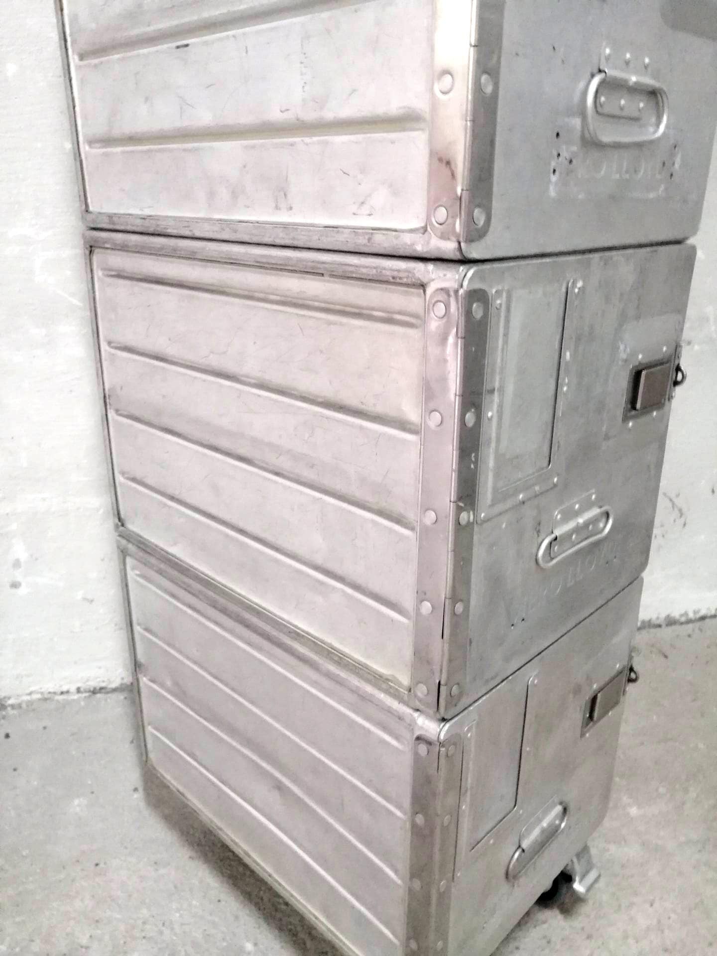 Aircraft Cabinet, Aviaton Storage Locker, Airline Cart Trolley Made of Original Airline Galley Boxes Aero Lloyd, Handmade