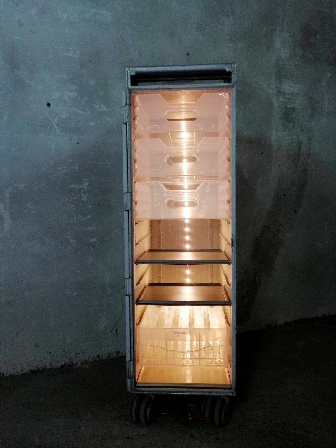 Original Airline Galley Trolley | Driessen PLL LOT | Airplane Galley Cart with Drawers, Trays, LED | Home Bar | Industrial Storage Unit