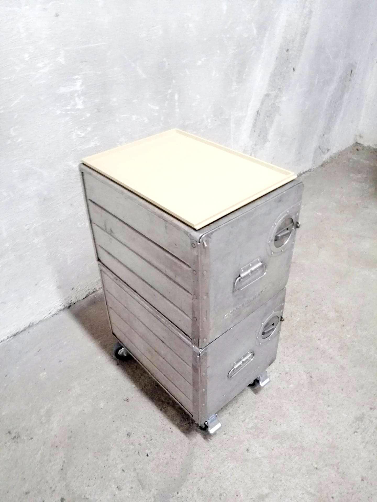 Continental Airlines Galley Boxes Upcycled to Aviation Cabinet, Aircraft Side Table, Airline Cart