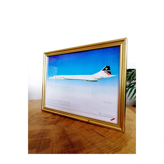 British Airways Concorde Aircraft G-BOAG Vintage Framed Print